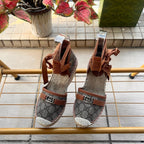 GG 26ss Platform Wedge Sandals 10cm Coffee Brown Straw Canvas 692210