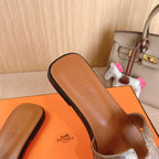 HM Oran Sandals Brown Sliver Calfskin 312774