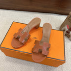 HM Oasis Sandals Brown Mix Khaki Brown Chisel Pattern Cowhide 544091