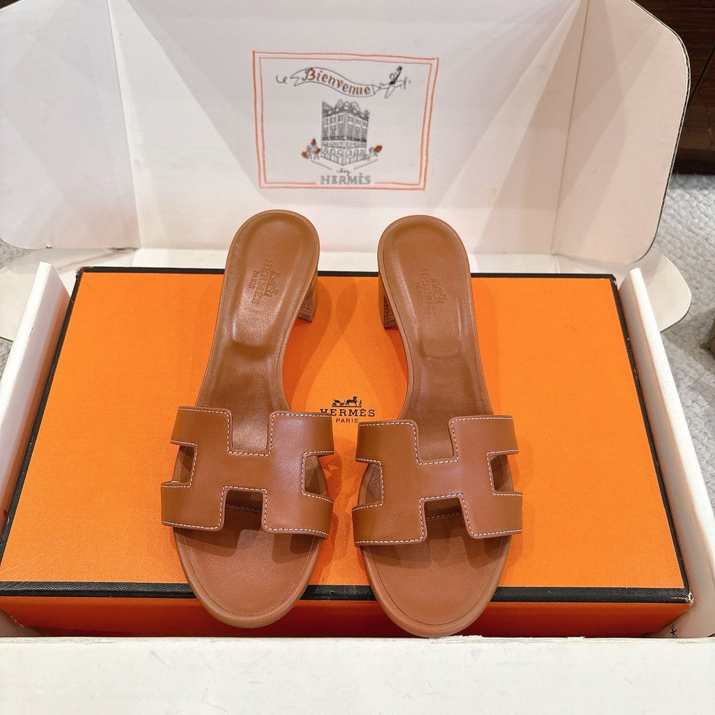 HM Oasis Sandals Brown Chisel Pattern Cowhide544093