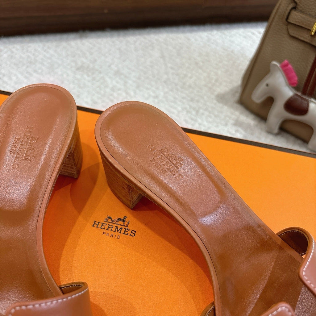 HM Oasis Sandals Brown Chisel Pattern Cowhide544093