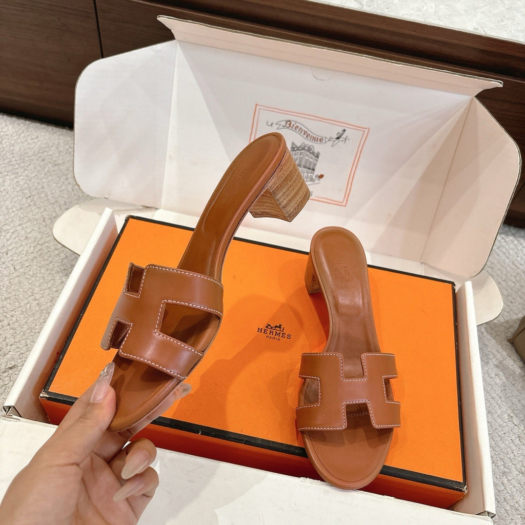 HM Oasis Sandals Brown Chisel Pattern Cowhide544093