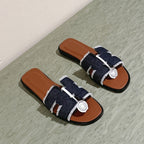 0ran sandal black denim brown calfskin