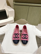 espadrilles pink black quilted calfskin