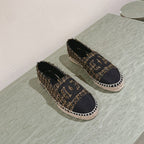 espadrilees black gold tweed canvas