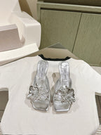 Jimmy Choo Amita Flowers Sandal 4.5cm Sliver Sheepskin 659641