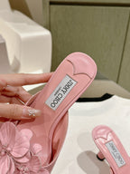 Jimmy Choo Amita Flowers Sandal 4.5cm Pink Sheepskin 659643