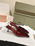 Miu x Balanc Small Bow Buckle SlingBack 45mm Burgundy Patent Leather 445863