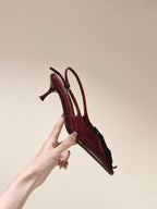 Miu x Balanc Small Bow Buckle SlingBack 45mm Burgundy Patent Leather 445863