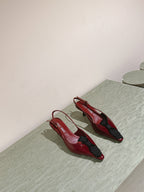 Miu x Balanc Small Bow Buckle SlingBack 45mm Burgundy Patent Leather 445863
