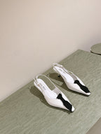Miu x Balanc Small Bow Buckle SlingBack 45mm White Patent Leather 445864