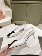 Miu x Balanc Small Bow Buckle SlingBack 45mm White Patent Leather 445864