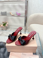 Miu Mordoré Black Bows Mules 70mm Burgundy Cowhide 445511