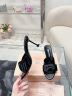 Miu Mordoré Black Bows Mules 70mm Black Cowhide 445512