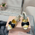 Miu Mordoré Black Bows Mules 70mm Gold Cowhide 445514