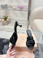 Miu Mordoré Black Bows Mules 50mm Black Cowhide 445521