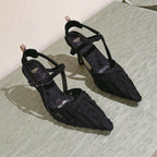 FENDI COLIBRÌ HIGH-HEELED SLINGBACKS 75MM IN BLACK FABRIC