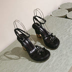 FENDI BAGUETTE HIGH HEELS 85MM IN BLACK LAMBSKIN WITH GOLD HARDWARE