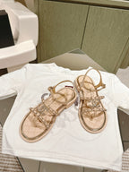 sandal leather strap beige quilted calfskin