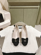 CC HIGH HEELS WHITE CALFSKIN AND FABRIC