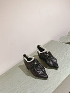 CC 24A Pearl Bow Slingbacks 65mm Black Sheepskin 447465