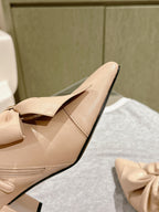 CC 24A Pearl Bow Slingbacks 65mm Beige Sheepskin 447466