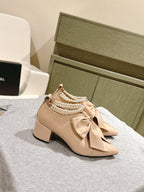 CC 24A Pearl Bow Slingbacks 65mm Beige Sheepskin 447466