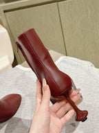 Loewe Round-Toed Boots 85mm Burgundy Mixed Sheepskin 448451