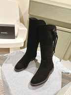 CC Knee-High Boots 40mm Black Suede Leather 447192