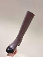 CC 24 FW Knee-High Boots 70mm Dusty Purple Black Cowhide 447189