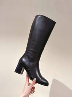 CC 24 FW Knee-High Boots 70mm Black Cowhide 447190