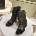 CC 24ss Fold-Over Low Boots 40mm Black Quilted Sheepskin 447478