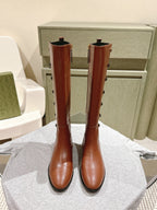Gucci Button Boots Brown Black Sheepskin 484876