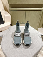 CD High-Top Sneaker 40mm Blue Grey Stretch Wool And Lambskin