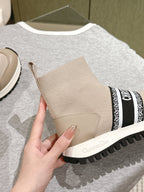 CD High-Top Sneaker 40mm Beige Stretch Wool And Lambskin