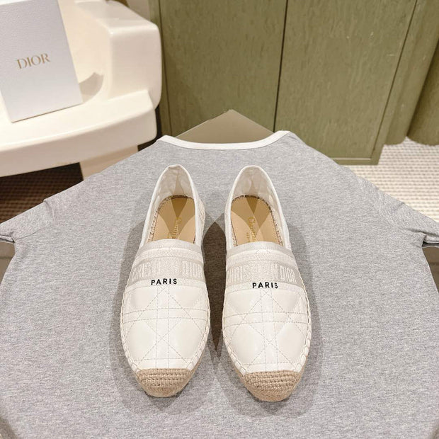 CD 26s Loafers Embroidery White Cowhide 653265