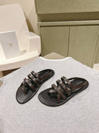 The Row Line Sandals Dark Brown Black Sheepskin 451279