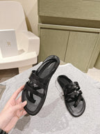 The Row Line Sandals Black Sheepskin 451280