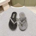 CC 25ss Rhinestone Thong Sandal Black Mix Grey Velvet 461635