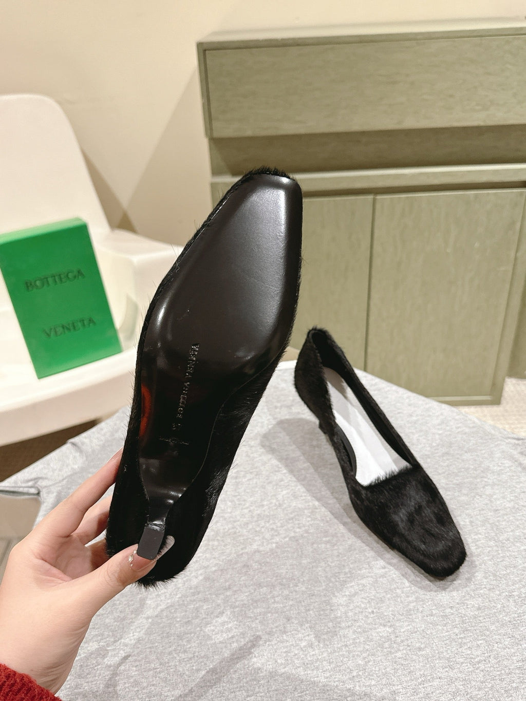BV Kitten Heels Pumps 45mm Black Horsehair 448414