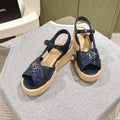 CC 25ss Espadrille Sandals 85mm Charcoal Gray Quited Sheepskin 462239