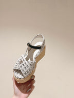 CC 25ss Espadrille Sandals 85mm Black Colorful Tweed Cowhide 462246