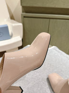 Prada Mules 85mm Beige Patent Leather 449620