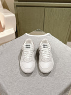 Miu Gymnasium Sneakers Brown White Technical Fabric & Suede 445725
