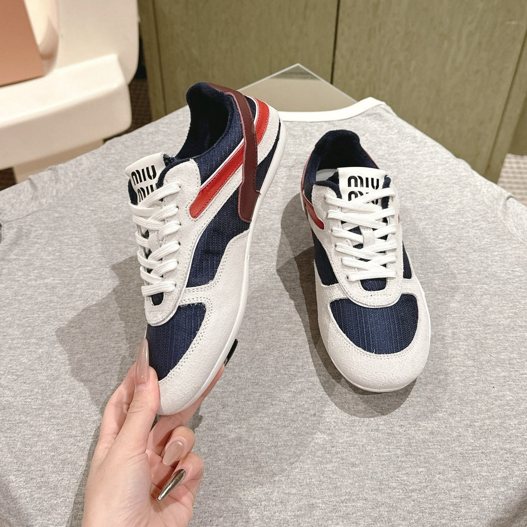 Miu Gymnasium Sneakers Technical Fabric & Suede 445726