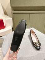 Viv 25 Jewel Flats Black Imported Cowhide 241905