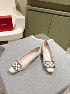 Viv 25 Jewel Flats Beige Imported Cowhide 241906