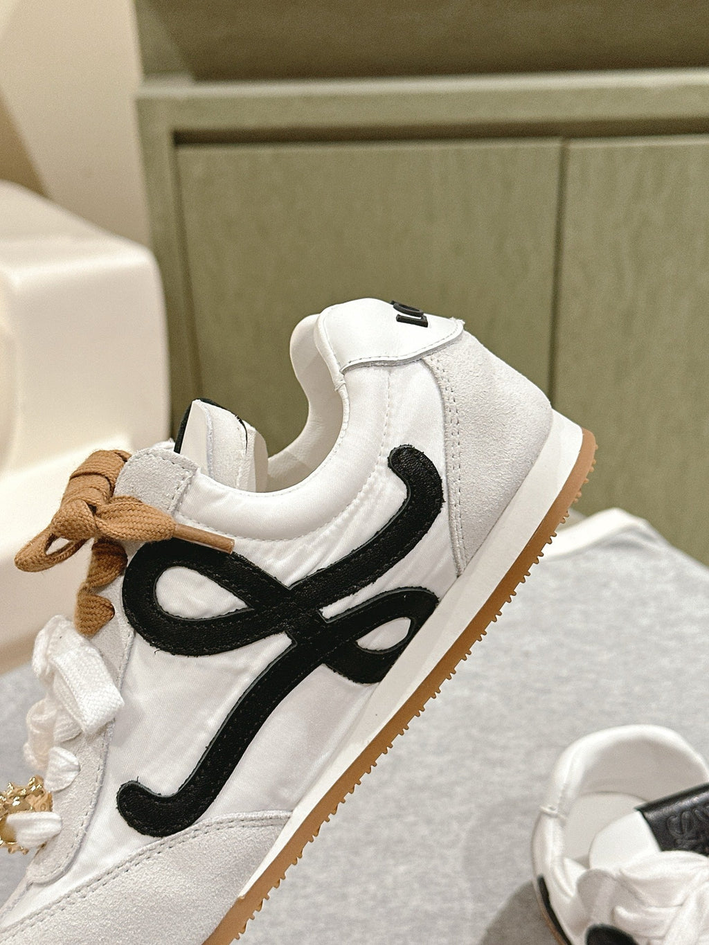 Loewe 2025 Ballet Runner 2.0 Sneaker White Suede Nylon Leather 556043