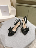 CD 25 Or Adiorable Heeled Sandal Tassel Grosgrain 241756