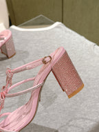 RC 25 Add Bow Diamond High Heeled Pink Silk Rhinestones 268071